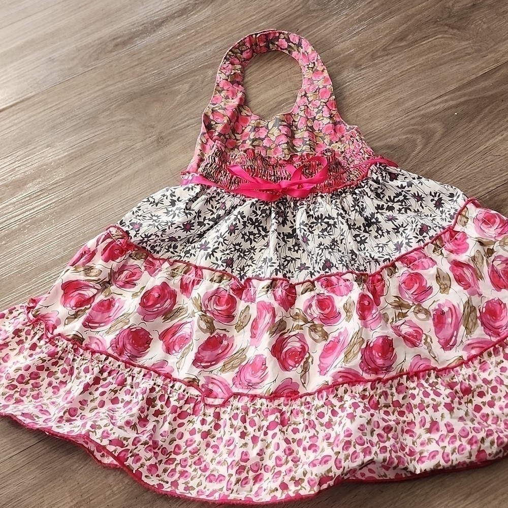 Blue Beri Boulevard Pink Foral   Halter Dress .Siz 3T - Picture 3 of 9